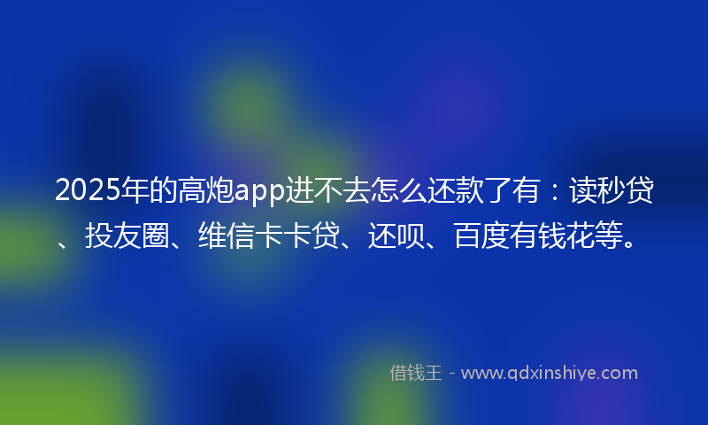 2025年的高炮app进不去怎么还款了有：读秒贷、投友圈、维信卡卡贷、还呗、百度有钱花等。