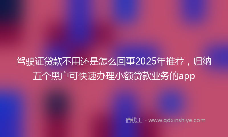 驾驶证贷款不用还是怎么回事2025年推荐，归纳五个黑户可快速办理小额贷款业务的app