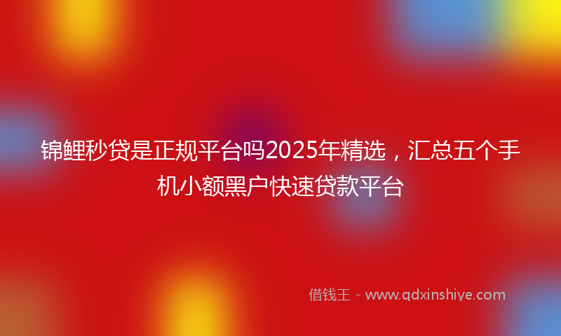 锦鲤秒贷是正规平台吗2025年精选，汇总五个手机小额黑户快速贷款平台