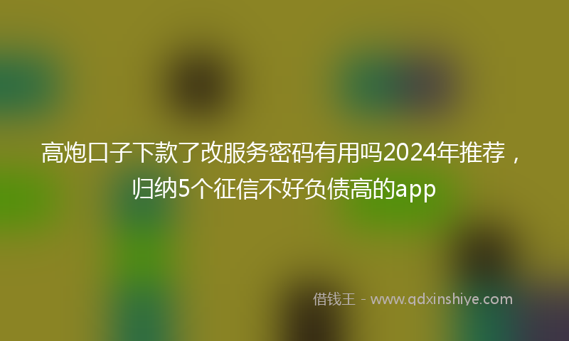 高炮口子下款了改服务密码有用吗2024年推荐，归纳5个征信不好负债高的app