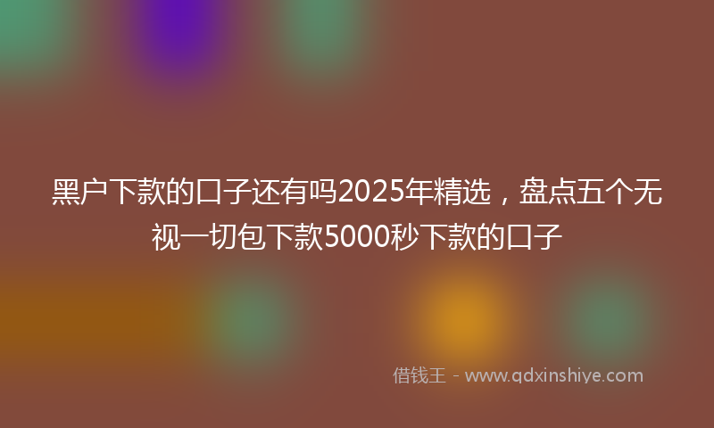 黑户下款的口子还有吗2025年精选，盘点五个无视一切包下款5000秒下款的口子