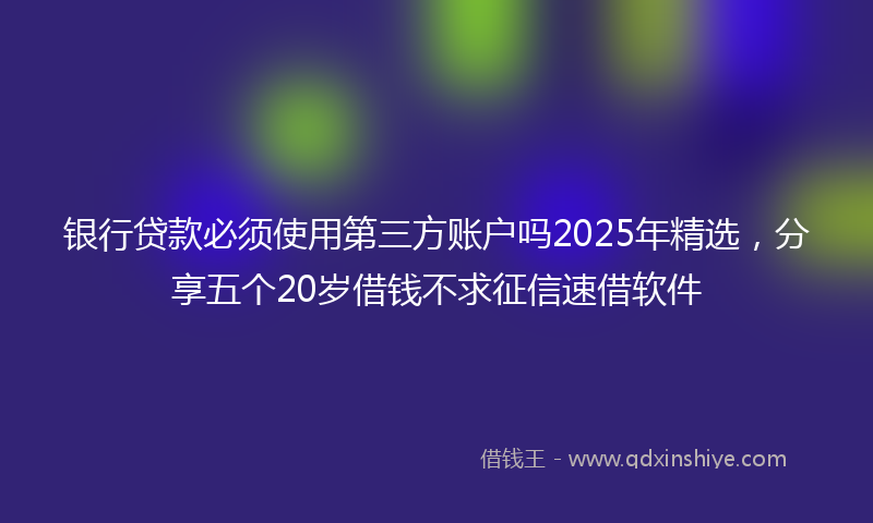 银行贷款必须使用第三方账户吗2025年精选，分享五个20岁借钱不求征信速借软件