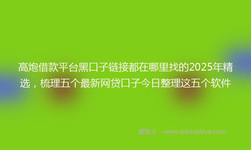 高炮借款平台黑口子链接都在哪里找的2025年精选，梳理五个最新网贷口子今日整理这五个软件