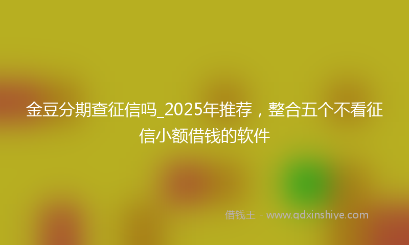 金豆分期查征信吗_2025年推荐，整合五个不看征信小额借钱的软件