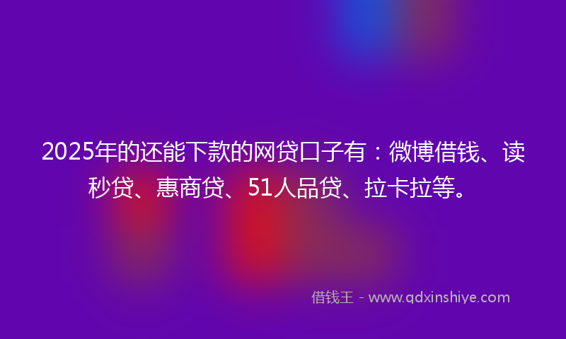 2025年的还能下款的网贷口子有：微博借钱、读秒贷、惠商贷、51人品贷、拉卡拉等。