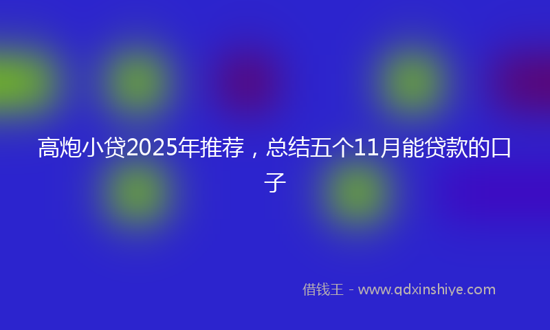 高炮小贷2025年推荐，总结五个11月能贷款的口子