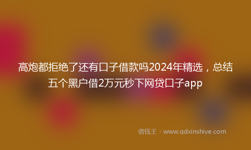 高炮都拒绝了还有口子借款吗2024年精选，总结五个黑户借2万元秒下网贷口子app