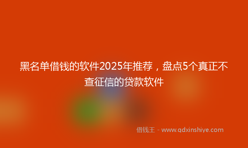 黑名单借钱的软件2025年推荐，盘点5个真正不查征信的贷款软件