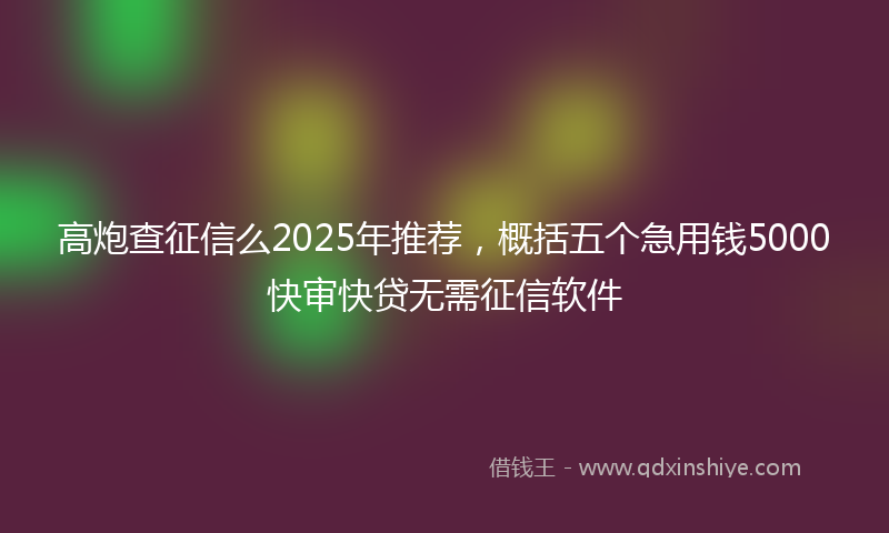 高炮查征信么2025年推荐，概括五个急用钱5000快审快贷无需征信软件