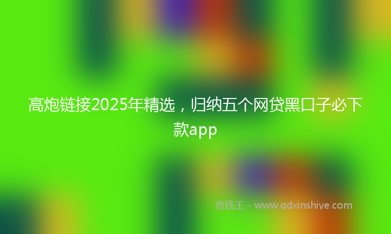高炮链接2025年精选，归纳五个网贷黑口子必下款app