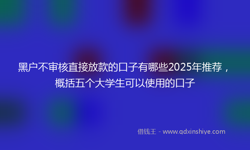 黑户不审核直接放款的口子有哪些2025年推荐，概括五个大学生可以使用的口子