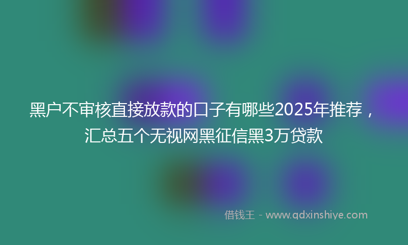 黑户不审核直接放款的口子有哪些2025年推荐，汇总五个无视网黑征信黑3万贷款