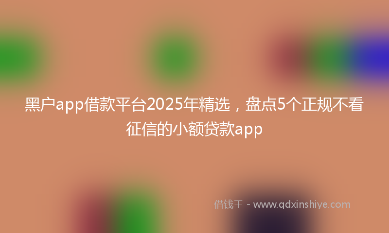 黑户app借款平台2025年精选，盘点5个正规不看征信的小额贷款app