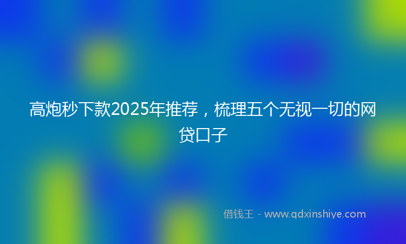 高炮秒下款2025年推荐，梳理五个无视一切的网贷口子