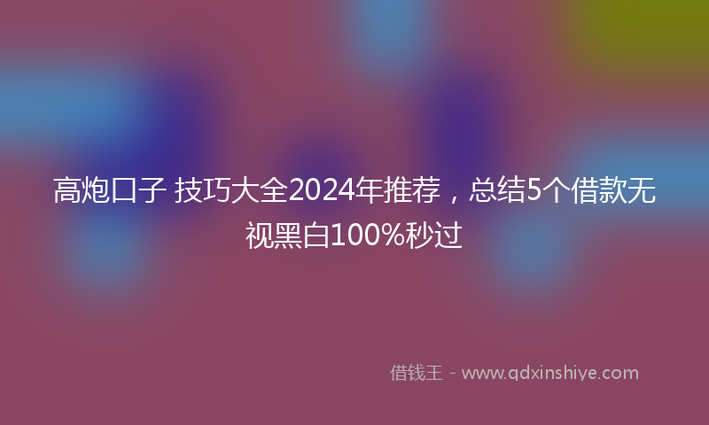 高炮口子 技巧大全2024年推荐，总结5个借款无视黑白100%秒过