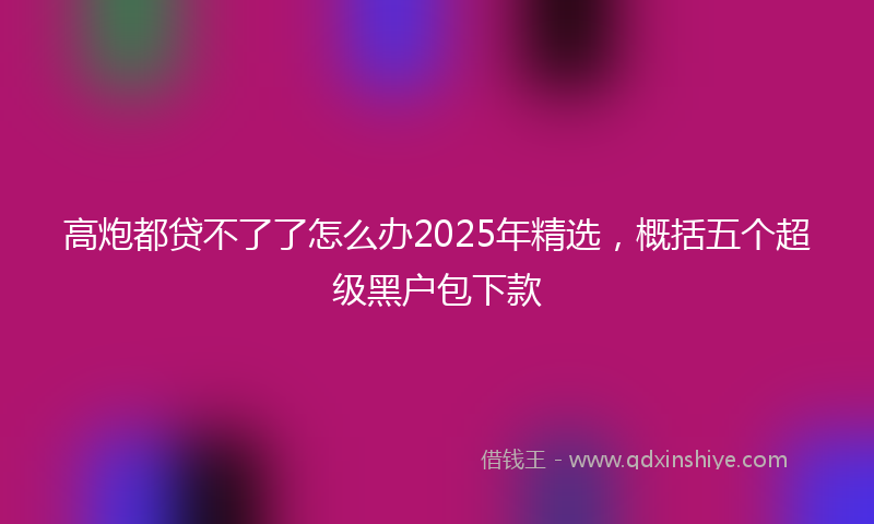高炮都贷不了了怎么办2025年精选，概括五个超级黑户包下款