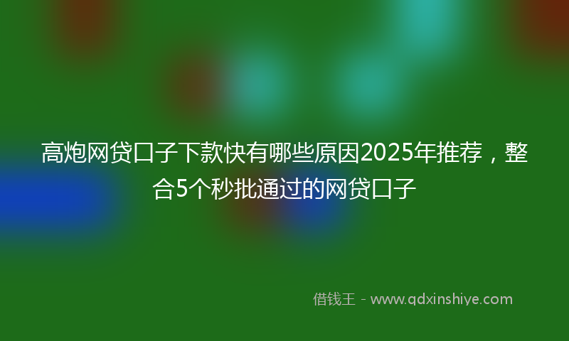 高炮网贷口子下款快有哪些原因2025年推荐，整合5个秒批通过的网贷口子