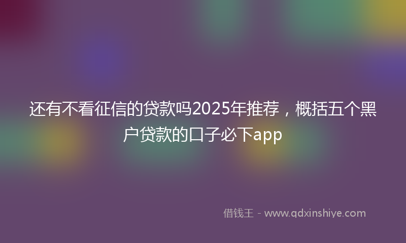 还有不看征信的贷款吗2025年推荐，概括五个黑户贷款的口子必下app