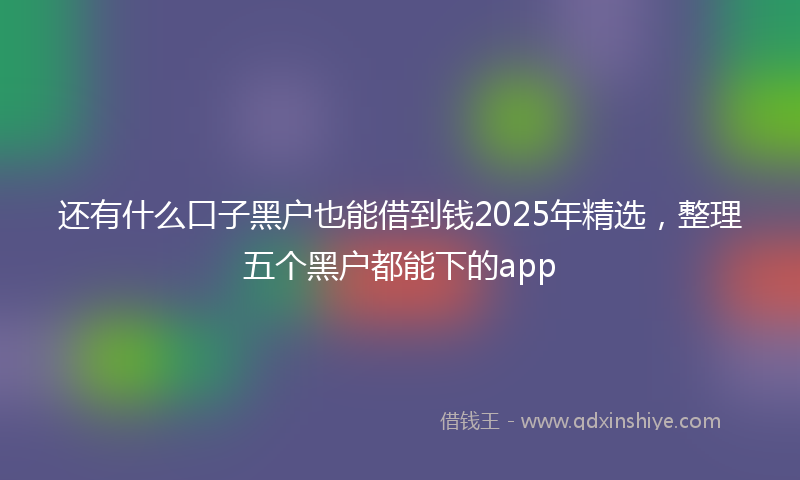 还有什么口子黑户也能借到钱2025年精选，整理五个黑户都能下的app