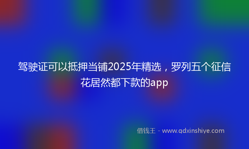 驾驶证可以抵押当铺2025年精选，罗列五个征信花居然都下款的app