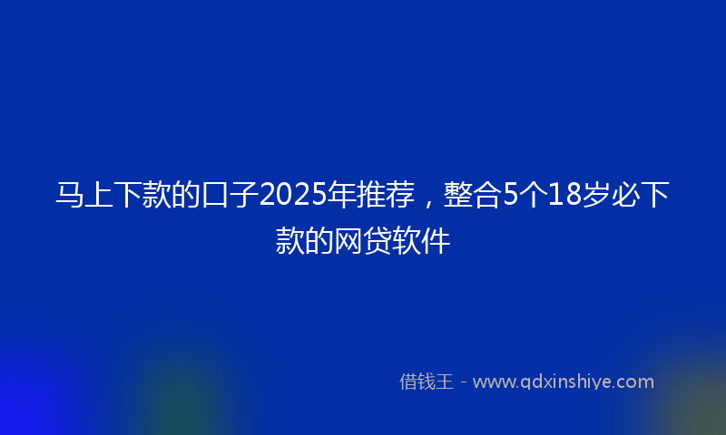 马上下款的口子2025年推荐，整合5个18岁必下款的网贷软件