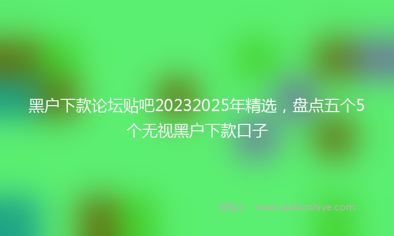 黑户下款论坛贴吧20232025年精选，盘点五个5个无视黑户下款口子