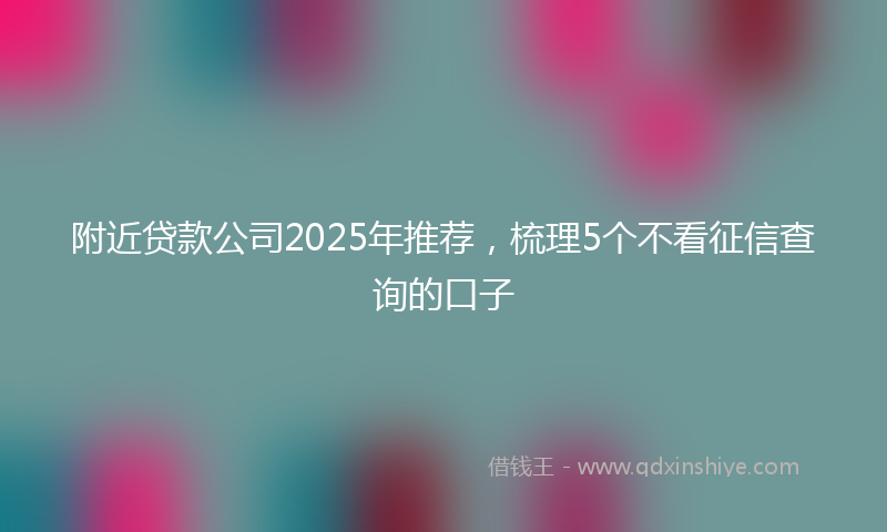 附近贷款公司2025年推荐，梳理5个不看征信查询的口子