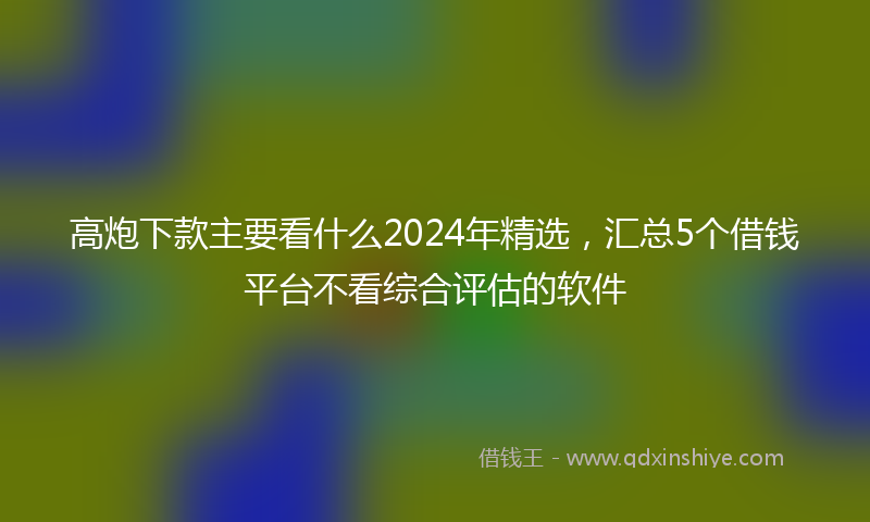 高炮下款主要看什么2024年精选，汇总5个借钱平台不看综合评估的软件