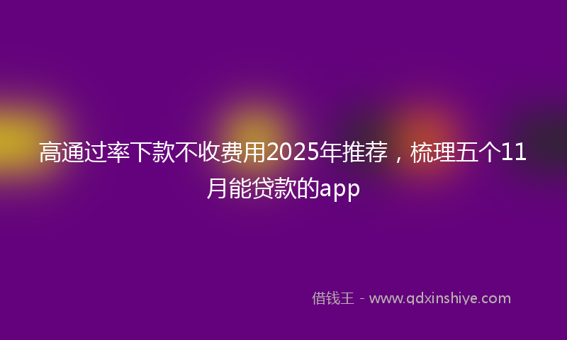 高通过率下款不收费用2025年推荐，梳理五个11月能贷款的app