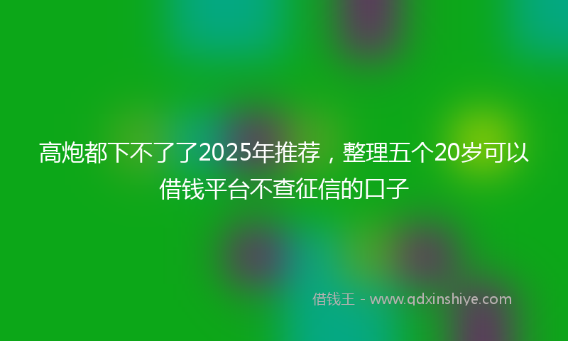高炮都下不了了2025年推荐，整理五个20岁可以借钱平台不查征信的口子