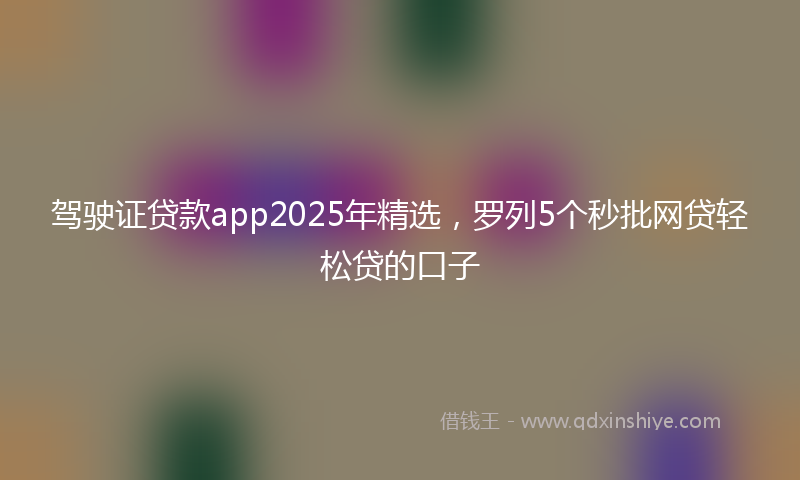 驾驶证贷款app2025年精选，罗列5个秒批网贷轻松贷的口子