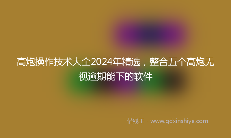 高炮操作技术大全2024年精选，整合五个高炮无视逾期能下的软件