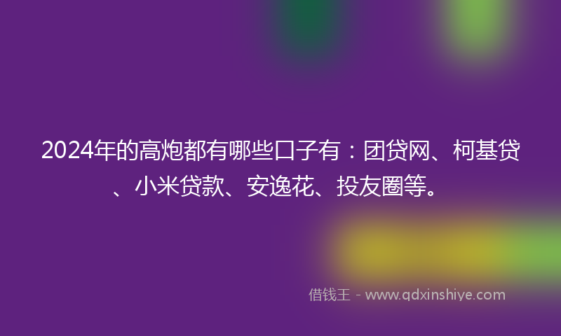2024年的高炮都有哪些口子有：团贷网、柯基贷、小米贷款、安逸花、投友圈等。