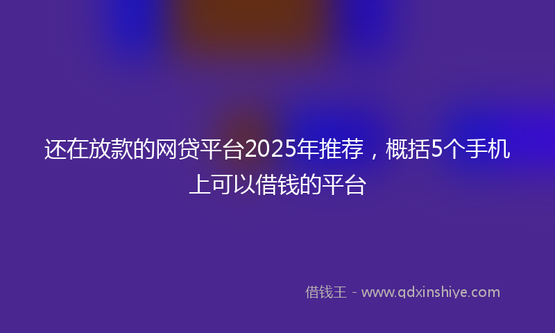 还在放款的网贷平台2025年推荐，概括5个手机上可以借钱的平台