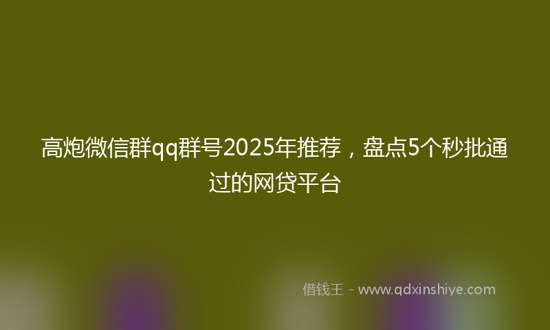 高炮微信群qq群号2025年推荐，盘点5个秒批通过的网贷平台