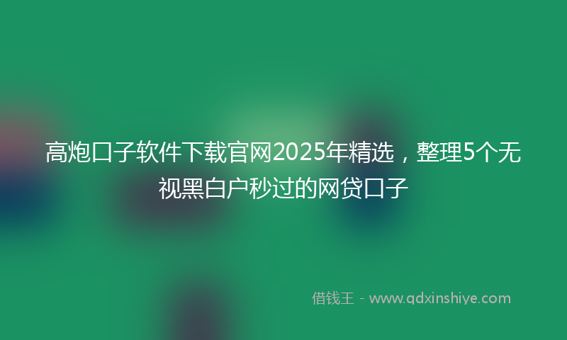 高炮口子软件下载官网2025年精选，整理5个无视黑白户秒过的网贷口子
