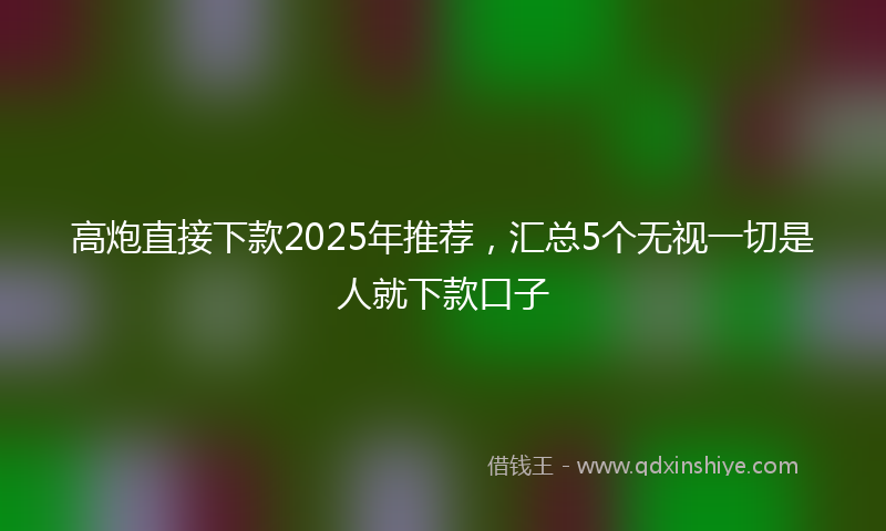 高炮直接下款2025年推荐，汇总5个无视一切是人就下款口子