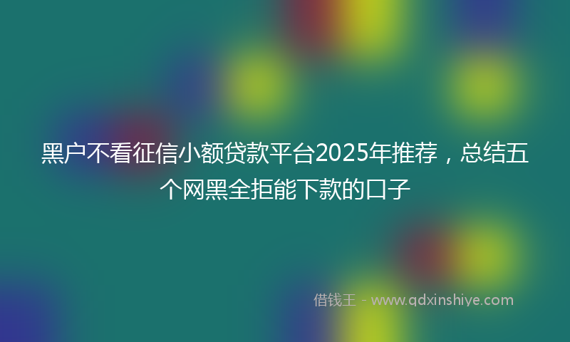 黑户不看征信小额贷款平台2025年推荐，总结五个网黑全拒能下款的口子