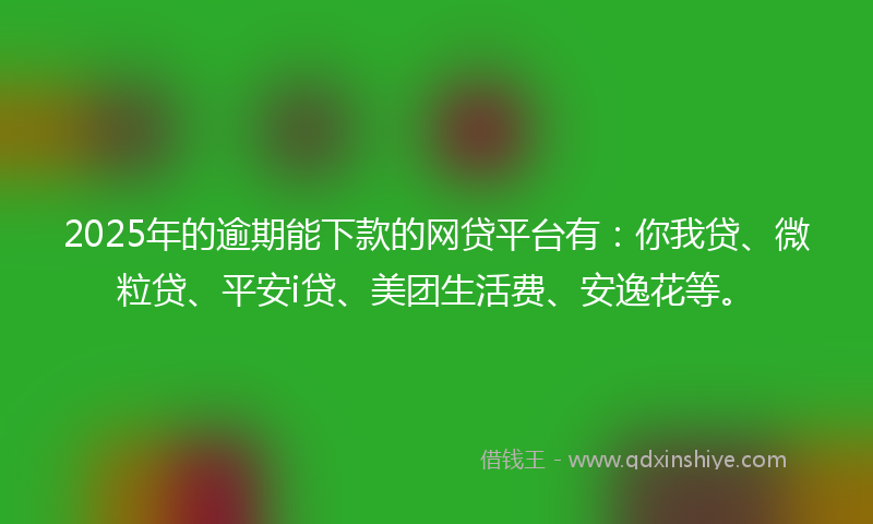 2025年的逾期能下款的网贷平台有：你我贷、微粒贷、平安i贷、美团生活费、安逸花等。