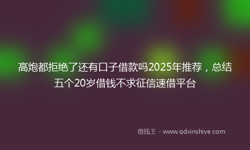 高炮都拒绝了还有口子借款吗2025年推荐，总结五个20岁借钱不求征信速借平台
