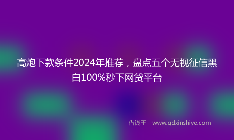 高炮下款条件2024年推荐，盘点五个无视征信黑白100%秒下网贷平台