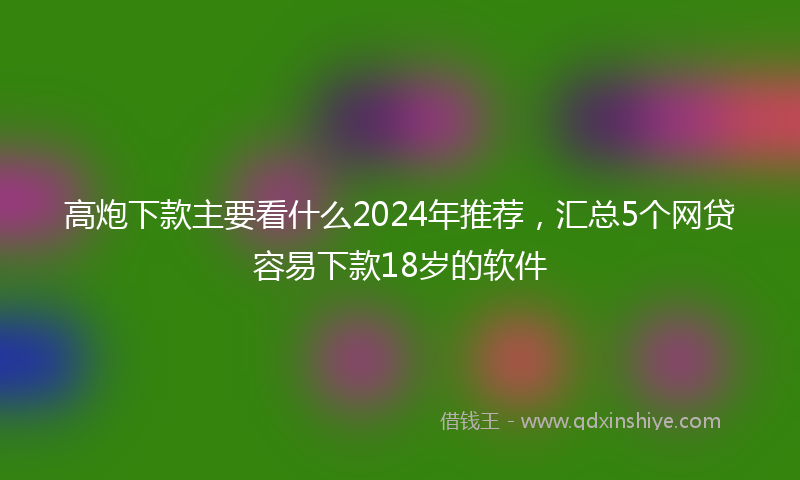 高炮下款主要看什么2024年推荐，汇总5个网贷容易下款18岁的软件
