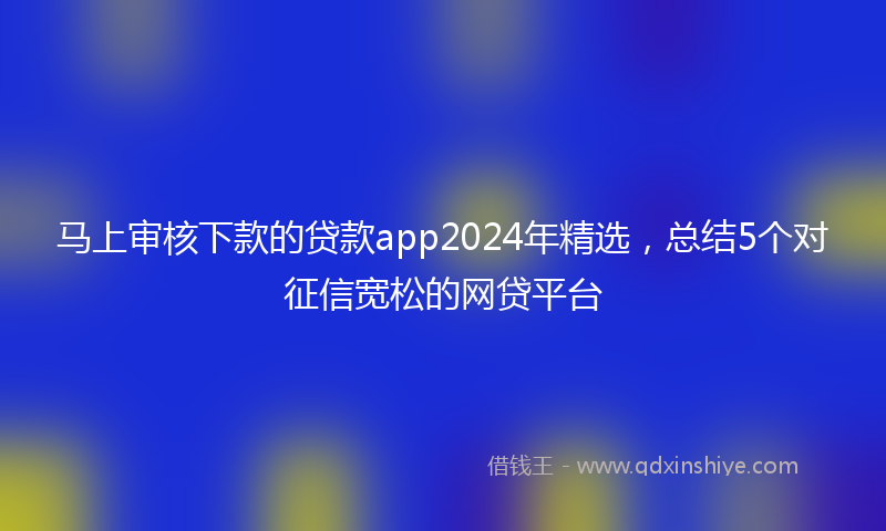 马上审核下款的贷款app2024年精选，总结5个对征信宽松的网贷平台