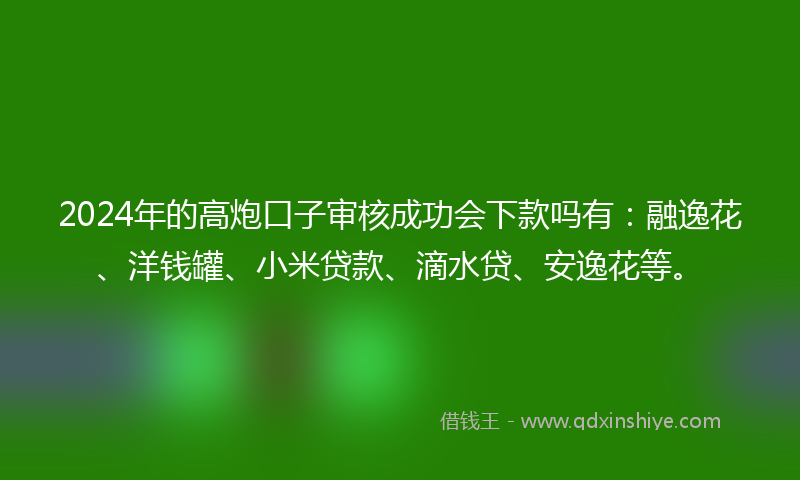 2024年的高炮口子审核成功会下款吗有：融逸花、洋钱罐、小米贷款、滴水贷、安逸花等。