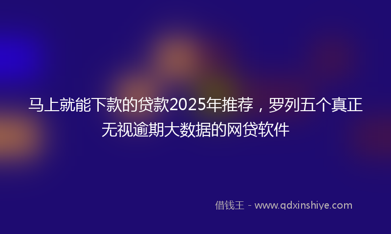 马上就能下款的贷款2025年推荐，罗列五个真正无视逾期大数据的网贷软件