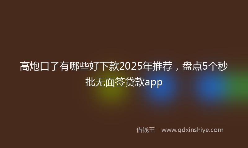 高炮口子有哪些好下款2025年推荐，盘点5个秒批无面签贷款app