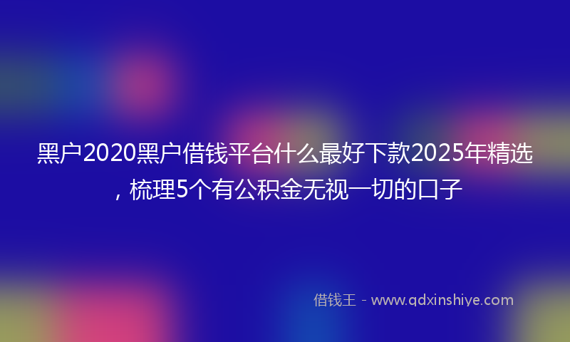 黑户2020黑户借钱平台什么最好下款2025年精选，梳理5个有公积金无视一切的口子