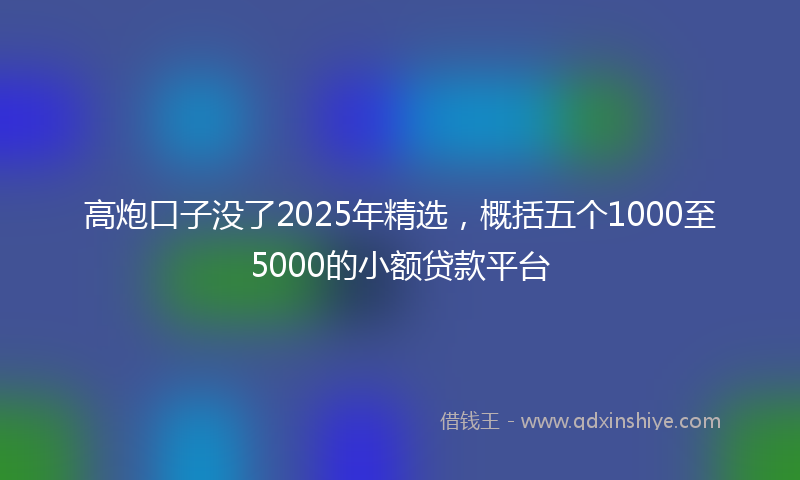 高炮口子没了2025年精选，概括五个1000至5000的小额贷款平台