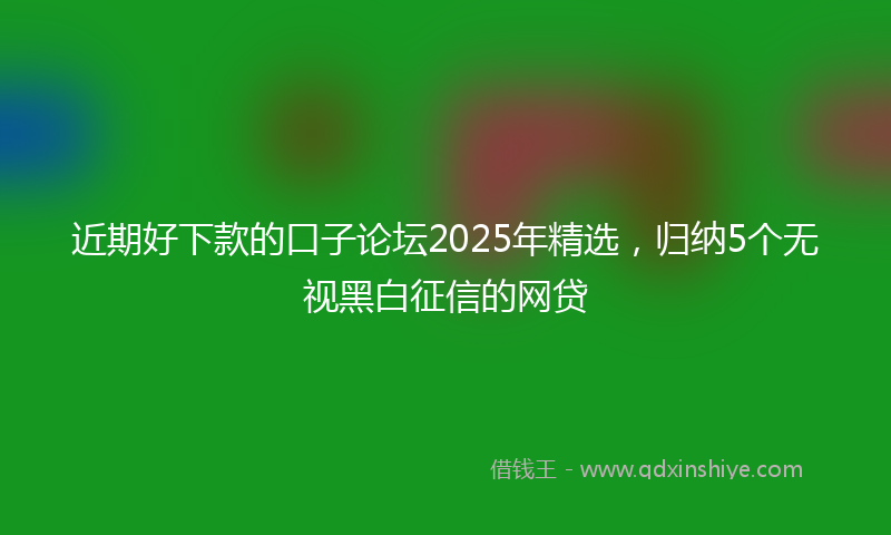 近期好下款的口子论坛2025年精选，归纳5个无视黑白征信的网贷