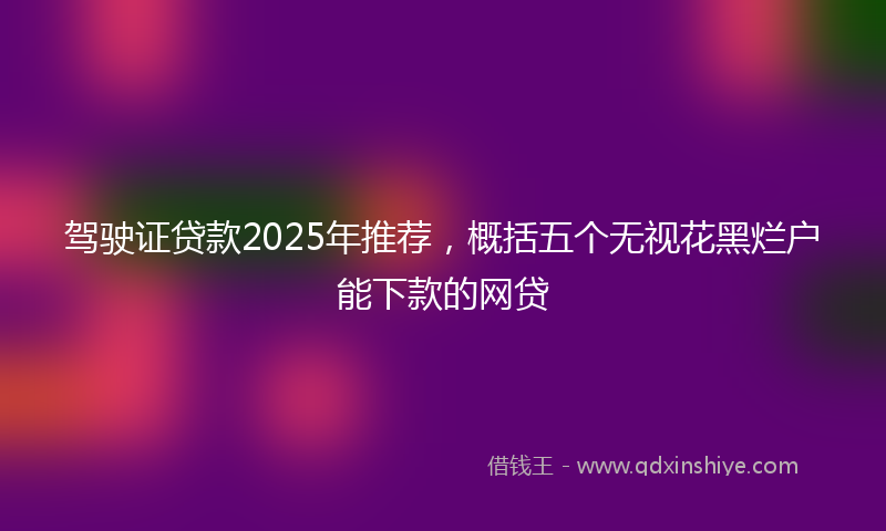 驾驶证贷款2025年推荐，概括五个无视花黑烂户能下款的网贷
